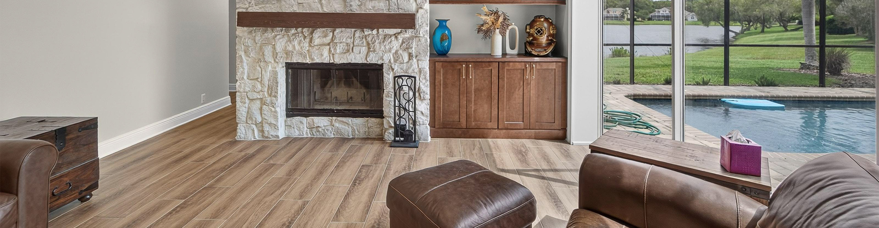 living room with fireplace