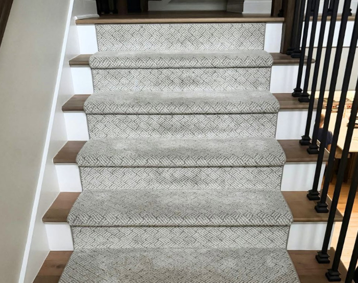 Gray stair runner on a staircase