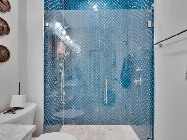 blue tile shower remodel in Tampa, FL